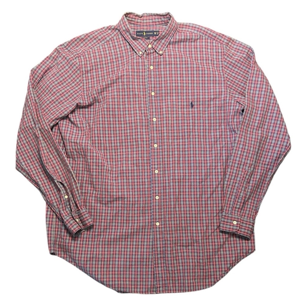 Polo Ralph Lauren Shirt Mens 2XLT Multicolor Plaid Classic Fit Button Down